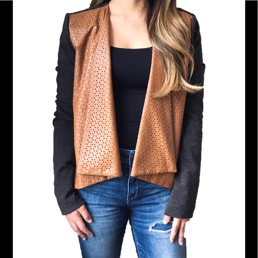 Sunday in Brooklyn Faux Leather Cardigan Jacket. M